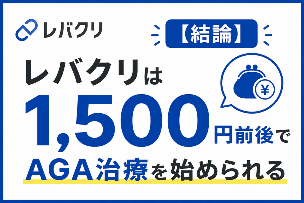 【結論】レバクリは1500円前後でAGA治療を始められる