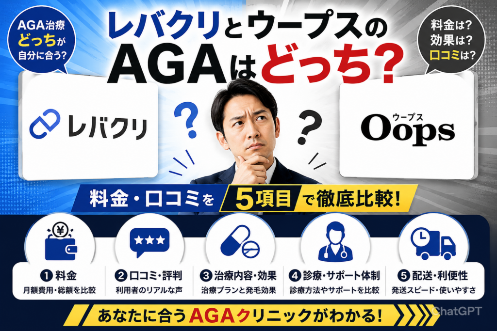 レバクリとウープスのAGAはどっち?料金・口コミを5項目で徹底比較
