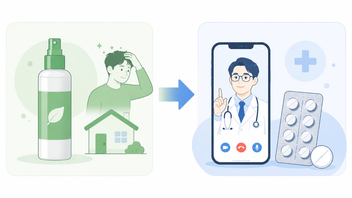 育毛剤（医薬部外品）とオンラインAGA治療（医薬品）の違いのイメージ図